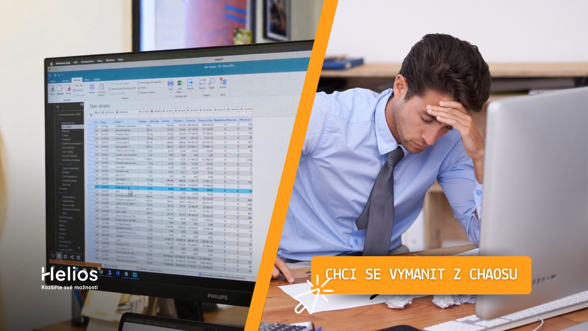 Řiďte firmu z jednoho místa díky ERP systému Helios Inuvio.
Možná i vy podnikání opíráte o excelové tabulky, manuální evidence nebo zastaralý účetní software. Nebylo by lepší firmu řídit bez starostí z jednoho místa? Pomůže vám s tím komplexní ERP systém Helios Inuvio pro malé a střední podniky. Rádi vám ho dodáme i implementujeme.
Minimalizujete riziko chyb, zrychlíte práci svých zaměstnanců nebo zjednodušíte veškeré firemní procesy.